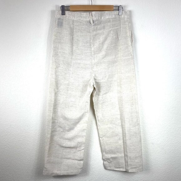 Jonny Cota Studio Women's Linen Wrap Cropped Wide Leg Pants in Natural 4 - Picture 3 of 9